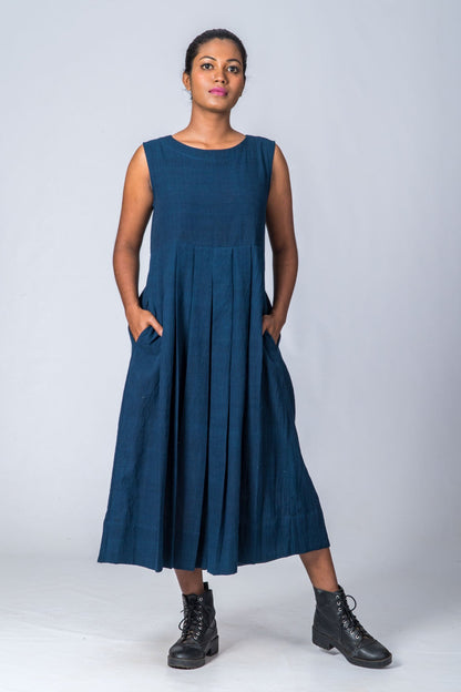 Natural Indigo  Cotton Jamdani Iniya Set - Upasana Design Studio