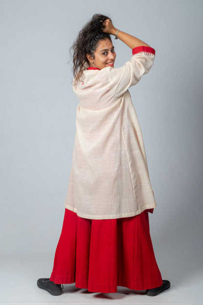 Set of 3- Jamdani Jacket, Organic Cotton Top & Palazzo