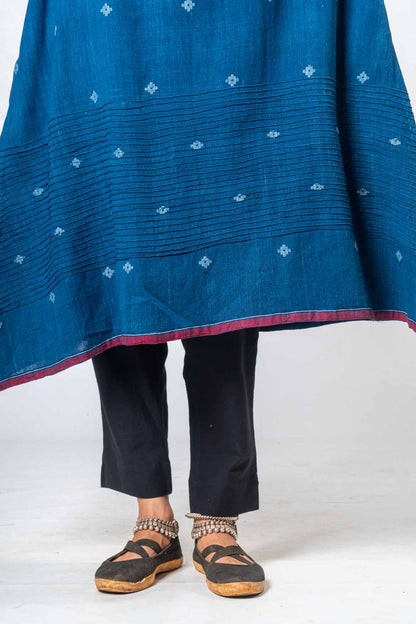 Indigo Hand Spun Khadi Jamdani  Dress