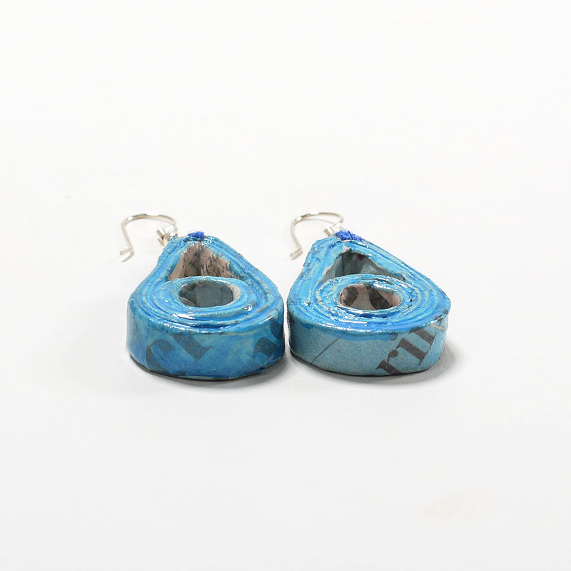 Upcycled Newspaper Earrings Drop & Round Hollow