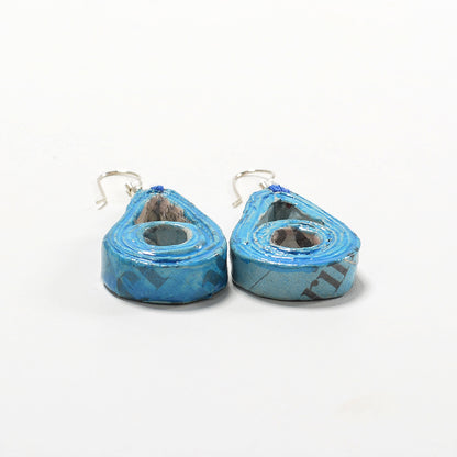 Upcycled Newspaper Earrings Drop & Round Hollow