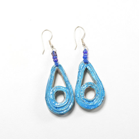 Upcycled Newspaper Earrings Drop & Round Hollow