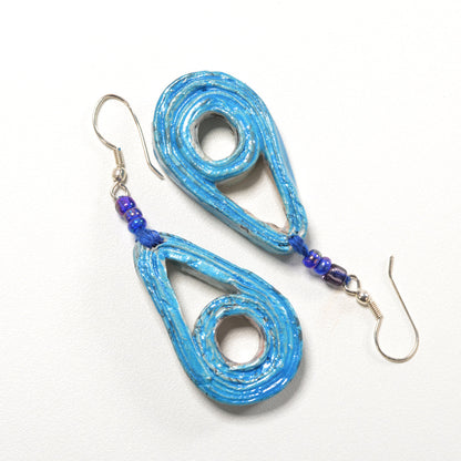 Upcycled Newspaper Earrings Drop & Round Hollow