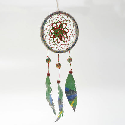Upcycled Coiled Newspaper Dream Catchers