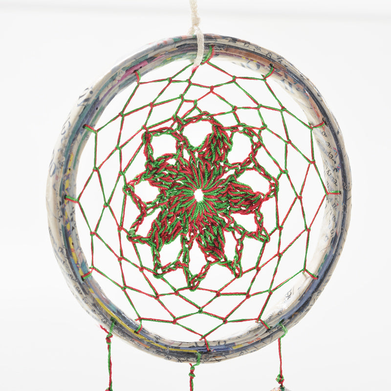 Upcycled Coiled Newspaper Dream Catchers