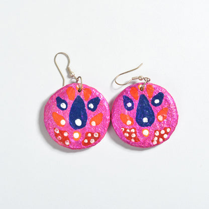 Upcycled Papier Mache Earring Round
