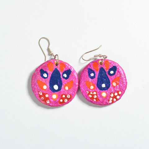 Upcycled Papier Mache Earring Round