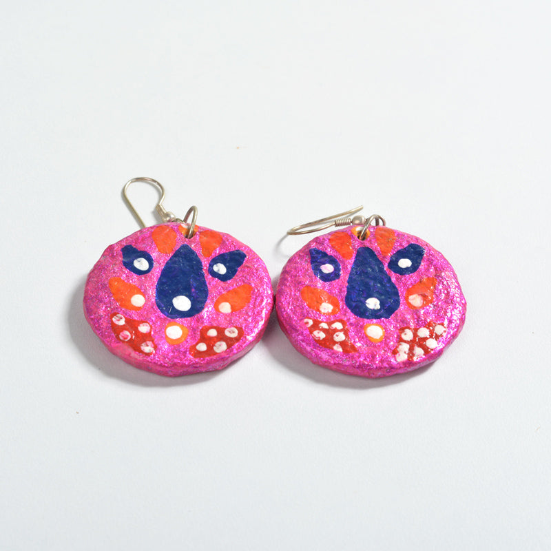 Upcycled Papier Mache Earring Round