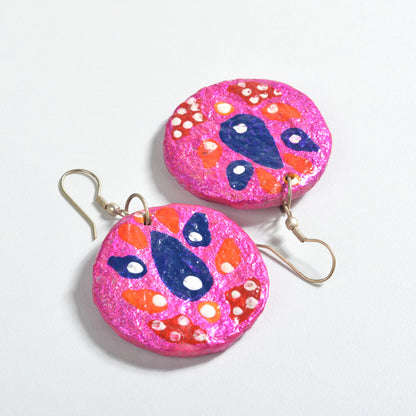 Upcycled Papier Mache Earring Round