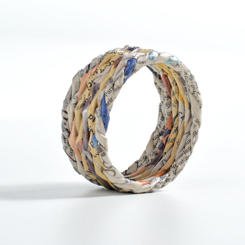 Upcycled Woven Newspaper Bangle