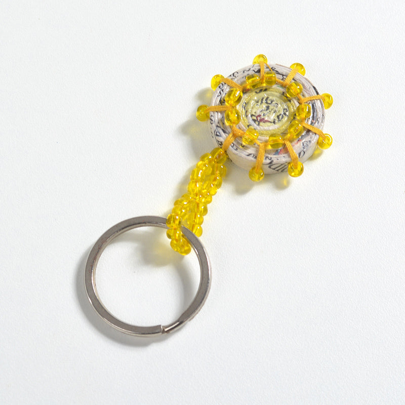 Upcycled Coiled Newspaper Keychain