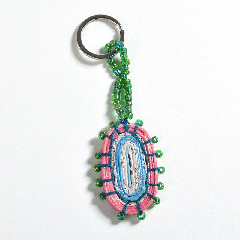 Upcycled Coiled Newspaper Keychain