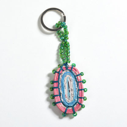 Upcycled Coiled Newspaper Keychain