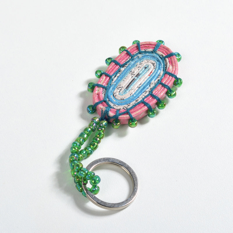 Upcycled Coiled Newspaper Keychain