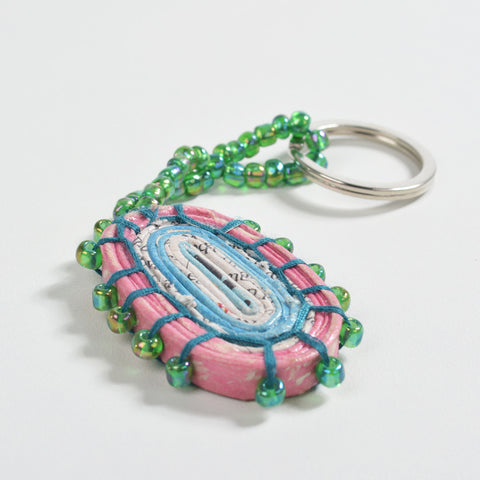Upcycled Coiled Newspaper Keychain