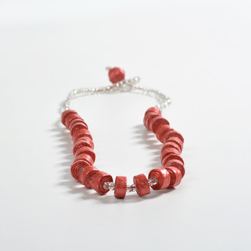 Upcycled Coiled Newspaper Necklace Bead26
