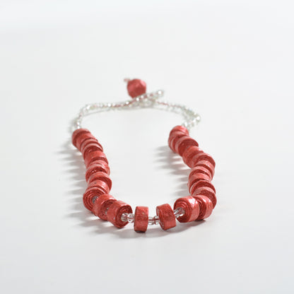 Upcycled Coiled Newspaper Necklace Bead26