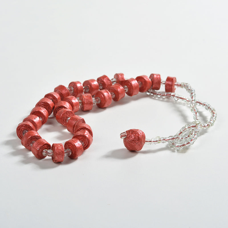 Upcycled Coiled Newspaper Necklace Bead26