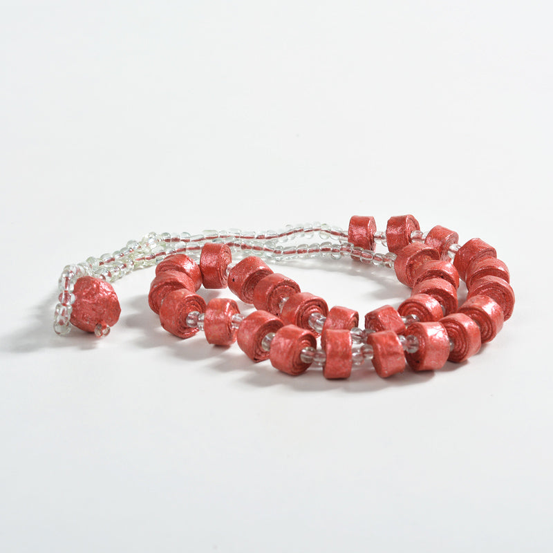 Upcycled Coiled Newspaper Necklace Bead26