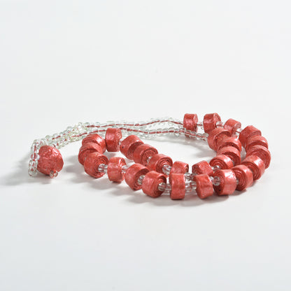 Upcycled Coiled Newspaper Necklace Bead26