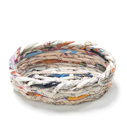 Upcycled Woven Newspaper Basket Oval