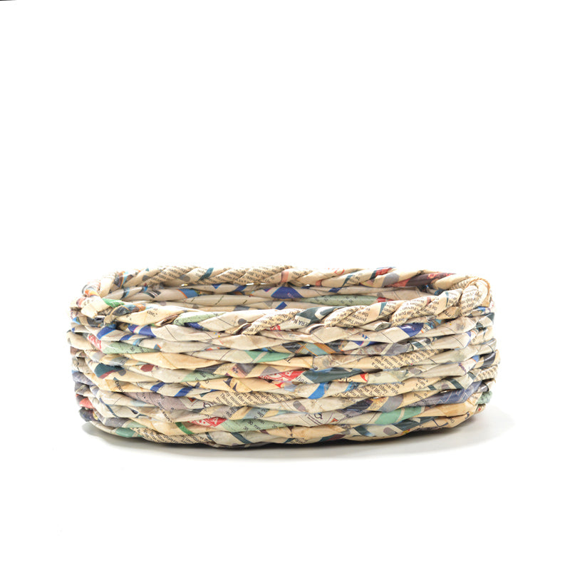 Upcycled Woven Newspaper Basket Oval