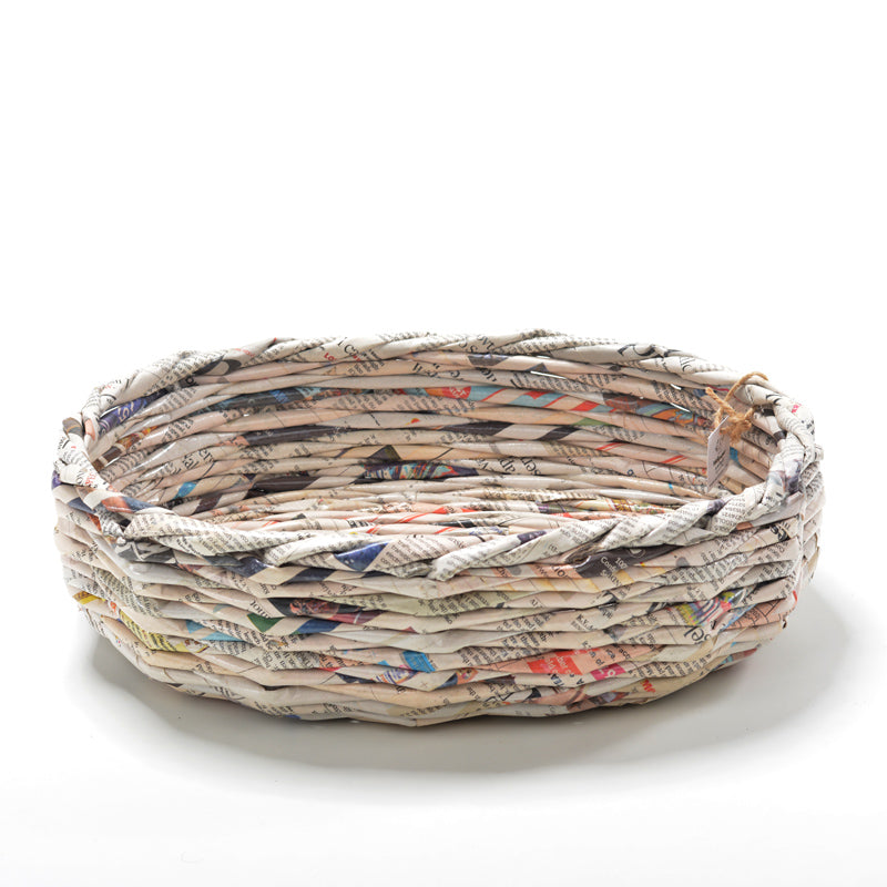 Upcycled Woven Newspaper Basket Oval