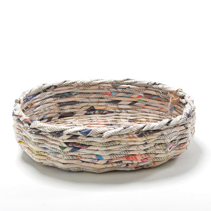 Upcycled Woven Newspaper Basket Oval