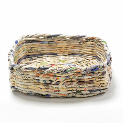 Upcycled Woven Newspaper Basket Square