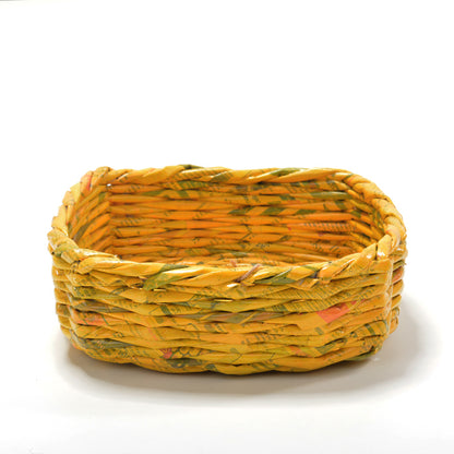 Upcycled Woven Newspaper Basket Square