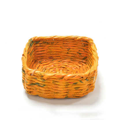 Upcycled Woven Newspaper Basket Square