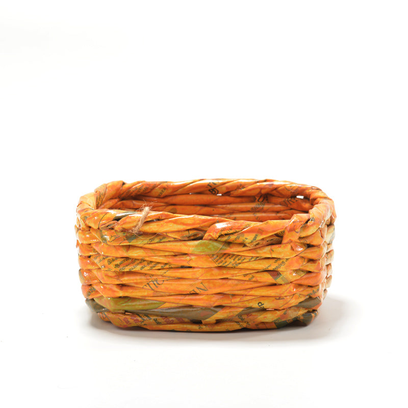 Upcycled Woven Newspaper Basket Square