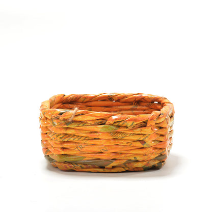 Upcycled Woven Newspaper Basket Square