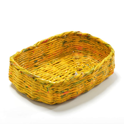 Upcycled Woven Newspaper Basket Rectangle