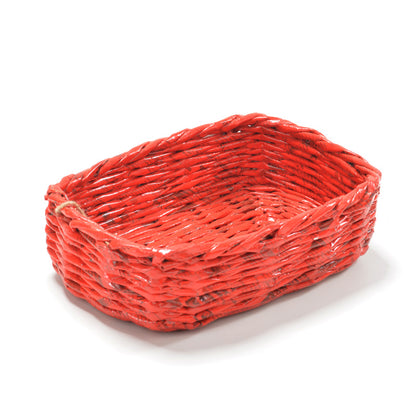 Upcycled Woven Newspaper Basket Rectangle