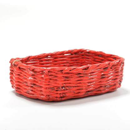 Upcycled Woven Newspaper Basket Rectangle