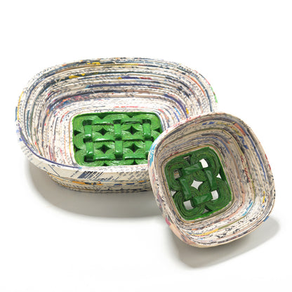 Upcycled Coiled Newspaper Mesh Tray Square