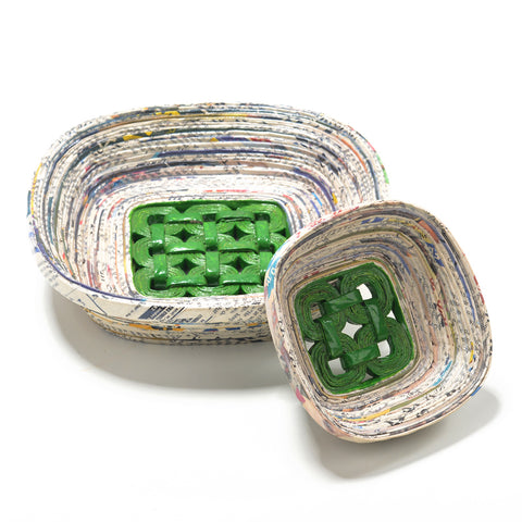 Upcycled Coiled Newspaper Mesh Tray Square