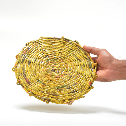 Upcycled Woven Newspaper Pot Trivets Round