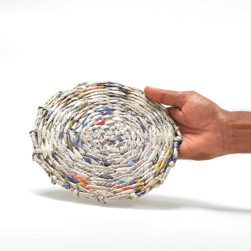 Upcycled Woven Newspaper Pot Trivets Round