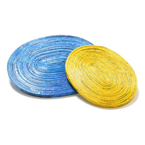 Upcycled Coiled Newspaper Pot Trivets Oval