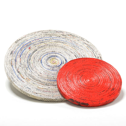 Upcycled Coiled Newspaper Pot Trivet Round