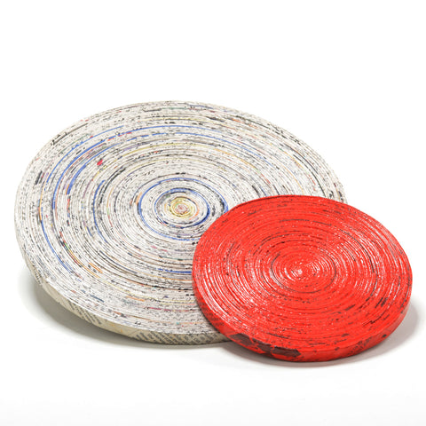 Upcycled Coiled Newspaper Pot Trivet Round