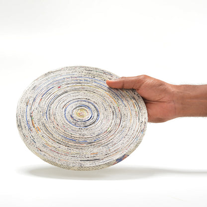 Upcycled Coiled Newspaper Pot Trivet Round