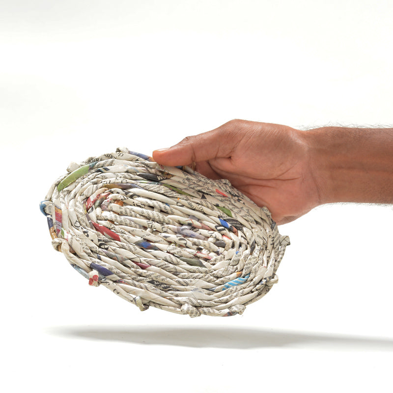 Upcycled Woven Newspaper Pot Trivet Oval