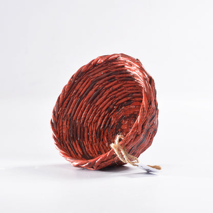 Upcycled Woven Newspaper Bowl Round
