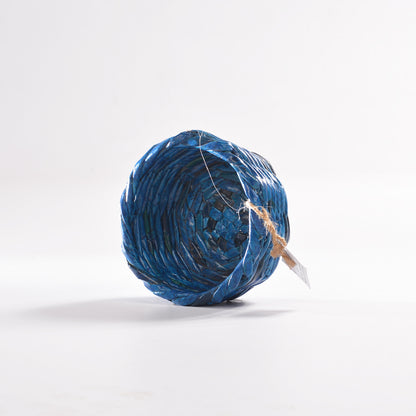 Upcycled Woven Newspaper Basket Round