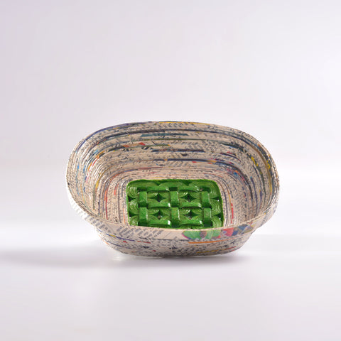 Upcycled Coiled Newspaper Mesh Tray Square