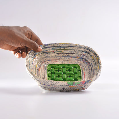 Upcycled Coiled Newspaper Mesh Tray Square