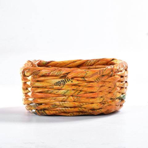 Upcycled Woven Newspaper Basket Square